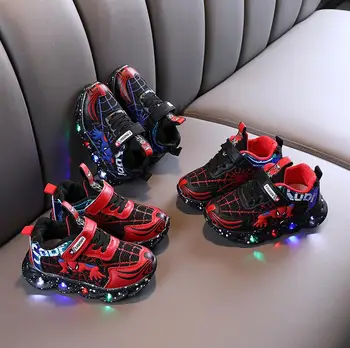 Spiderman Copii Adidași Stralucitoare cu lumina pantofi pentru copii baieti fete Luminos Aprins Adidasi Baieti LED Copii Pantofi
