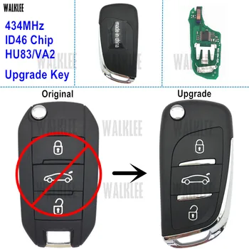 WALKLEE Upgrade-ul de la Distanță Cheie Transmițătorul de acces fără cheie Costum pentru Peugeot 208 2008 301 308 508 434MHz cu ID46 (7941) Cip