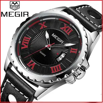 MEGIR Creatoare de Moda Cuarț Ceas Sport Barbati Negru PU Curea de Ceas de mână Ceas de Oră Armată Militar Ceasuri Relogio Masculino