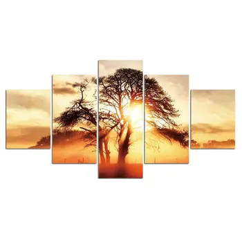 Panza Pictura Copac, Apus De Soare Peisaj Poster Decor Acasă De Arta De Perete Postere Si Printuri Decorative De Imagine