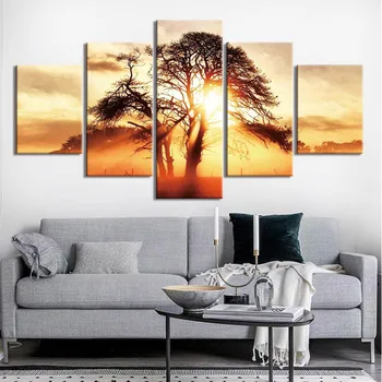 Panza Pictura Copac, Apus De Soare Peisaj Poster Decor Acasă De Arta De Perete Postere Si Printuri Decorative De Imagine