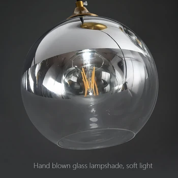 Modern Nordic Pandantiv Cu Led-Uri Lumini De Sticlă Balonul De Aur Argint Chihlimbar Gri Agățat Corpuri De Iluminat Decor Pandantiv Lampă De Mese, Bucatarie