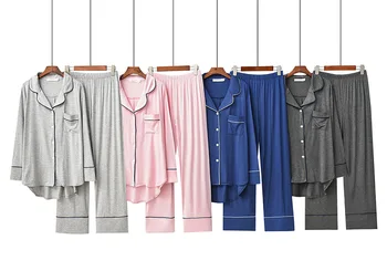 Primăvara și toamna noi modal pijamale femei Rever pantaloni maneca lunga două piese lejere haine de acasă pijamale femei 31723