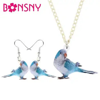 Bonsny Acrilice Set de Bijuterii Drăguț Albastru Călugăr Papagal Colier Cercei Moda Pasăre Pandantiv Pentru Femei Fete Iubitorii de Cadou NE+EA