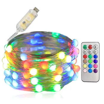 RGB LED String Lumina Ghirlanda Pom de Crăciun Zână Lumini de Decor din Sârmă de Cupru Led Multicolor Șir de Lumină Lampă cu Telecomanda 31961