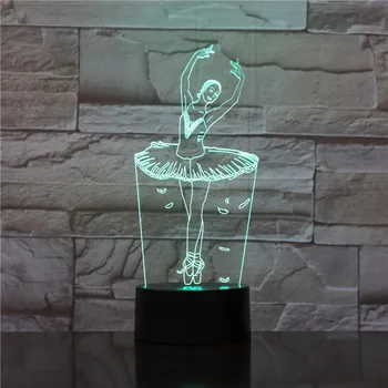 3D Lampa de Balet Dansator Mai bun Cadou pentru Fete Destul de Decor pentru Interior Atmosfera Senzor Tactil Led Noapte Lumină Lampă cu Laser 3200