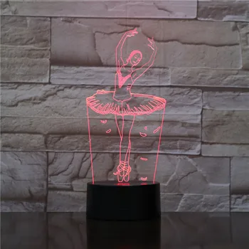 3D Lampa de Balet Dansator Mai bun Cadou pentru Fete Destul de Decor pentru Interior Atmosfera Senzor Tactil Led Noapte Lumină Lampă cu Laser