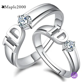Cuplu inel argint 925 inele bărbați și femei coreene cuplu inel reglabil 1 pereche de nunta 925 bine set cadou de ziua Îndrăgostiților
