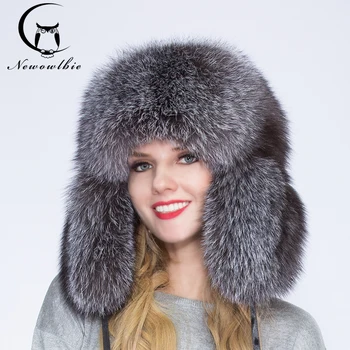 2021 naturale blană de vulpe bărbați și femei pălărie de iarnă, cald și confortabil, plin de blană de vulpe argintie tiran capac, capac ureche 32309