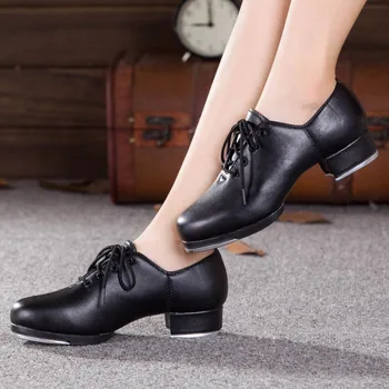 Autentice din Piele de Adult step pantofi Bărbați femei dat pantofi Sport din Piele moale de jos de Mare impact placă de aluminiu pantof Negru