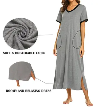 2021 nou Body cămașă de noapte Lungă, Femei Ultra-Moale cămașă de Noapte Plin Lungime Pijamale cu Buzunar Vrac Somn Rochie Homewear 32512
