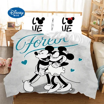 Disney Mickey Minnie mouse Desene animate Set de lenjerie de Pat Cuplu Minunat cu un pat Twin Plin Regele Plapuma fata de Perna cadou pentru copii 32601