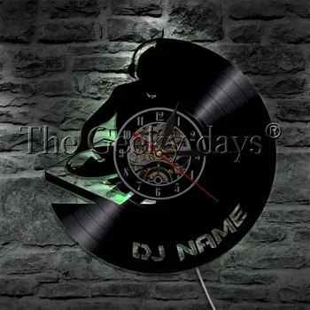 DJ personalizate Personalizate Numele disc de Vinil Ceas de Perete Modern Lampă de Perete Ceas cu LED Lumina de Noapte Rock N Roll Pentru DJ Cadou 32610