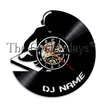 DJ personalizate Personalizate Numele disc de Vinil Ceas de Perete Modern Lampă de Perete Ceas cu LED Lumina de Noapte Rock N Roll Pentru DJ Cadou