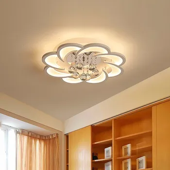 Alb Modern LED Lumini Plafon Fixare Cu Telecomanda Pentru Living Dining Dormitor Plafon Lampă de Iluminat din Cristal Luciu 32789