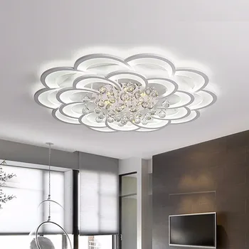 Alb Modern LED Lumini Plafon Fixare Cu Telecomanda Pentru Living Dining Dormitor Plafon Lampă de Iluminat din Cristal Luciu