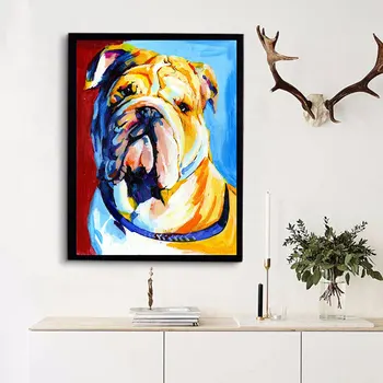 CHENFART Animal Poster Colorat Câine imagine Panza Picturi in Ulei pentru Perete Camera de zi Arta Pop Postere si Printuri Decor Acasă