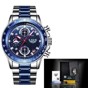 Noul Ceas Barbati 2020 LIGE Moda Mens Ceasuri de Top de Brand de Lux de Afaceri Impermeabil Ceas de sex Masculin Complet din Oțel Sport Cuarț Cronograf 33058
