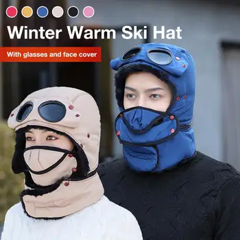 Iarna Ureche Pălărie De Protecție Rece Ochelari Lei Feng Unisex În Aer Liber Cald Iarnă Hat Vânt Și Frig Iarna Ski Caciula Cu Masca De Fata