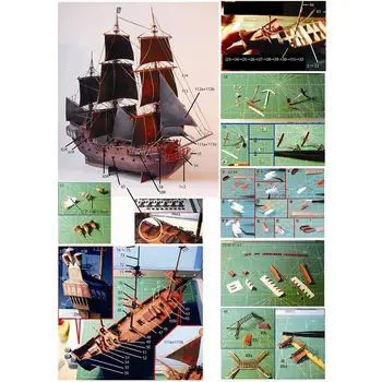 Model din hârtie DIY nava Pentru Piratii din Caraibe Navigatie Cadouri Pepercraft navă cu pânze Nava Perla Iubitori Negru antic K0P8