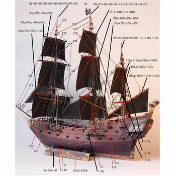 Model din hârtie DIY nava Pentru Piratii din Caraibe Navigatie Cadouri Pepercraft navă cu pânze Nava Perla Iubitori Negru antic K0P8
