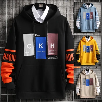 KKSKY Mens Print Scrisoare Hanorac de Îmbrăcăminte de Moda Hip Hop Bărbați cu Glugă Hanorace Jachete Streetwear Negru Hoody Om Haine de Iarnă