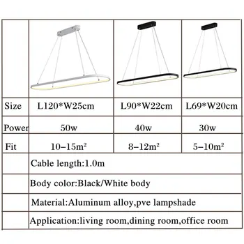 Black&White cu Led-uri Moderne Candelabru Agățat Lampă de Plafon Candelabru de Iluminat 120cm 90cm 69cm Pentru Sufragerie, camera de zi Bucatarie