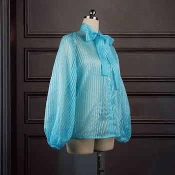 Birou Doamnă Plus Dimensiune Bluza de Primavara Toamna de Moda Liber Puff Maneca Lunga Papion Banda Sexy Femei Pur Topuri si Bluza 2021