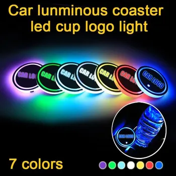2X Led Logo Car Cupa lumina Luminos Coaster Pentru i30 Hyundai ix35 i40 i10 i20 Tucson Mistra Sonata Elantra Kona Hibrid Ioniq