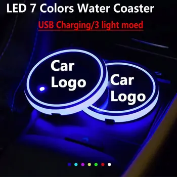 2X Led Logo Car Cupa lumina Luminos Coaster Pentru i30 Hyundai ix35 i40 i10 i20 Tucson Mistra Sonata Elantra Kona Hibrid Ioniq