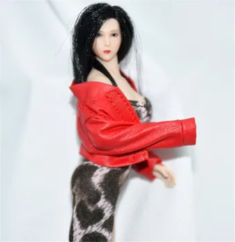 1/12 Scară de sex Feminin Geaca de Piele PU Costum Jucarii Model se potrivesc 6 cm figurina Papusa Corp Accesorii