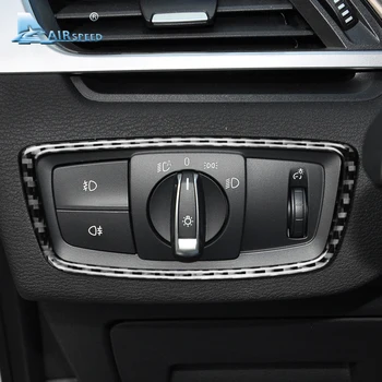 Viteza pentru BMW X1 F48 Accesorii 2016-2018 Real de Fibră de Carbon, Faruri Comutator Capac Tapiterie Interior Auto Stickere Auto Styling