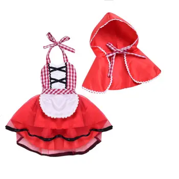 Boiiwant Drăguț 2 buc Craciun Copil Nou-născut Fată Tul Rochie Little Red Riding Hood Set Dantela Rochie Fancy+Cape Mantie Costum de Haine