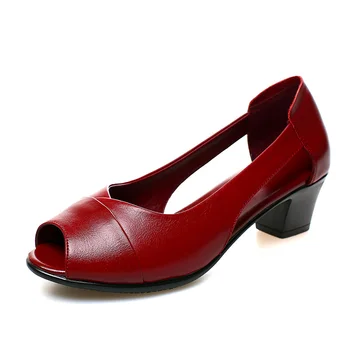 Vara Femei Sandale din Piele Med-Toc Platforma Gol Casual Peep-toe Pătrat Curea Glezna Doamnelor Pantofi de Zapatos Mujer 3474