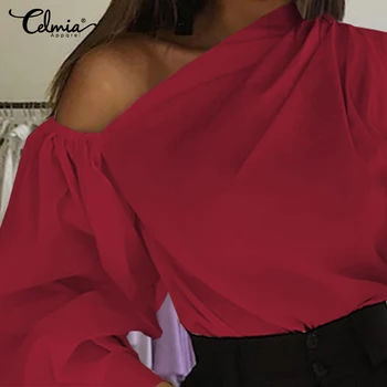 Celmia Plus Dimensiune Moda Femei, Camasi Cu Maneca Lunga 2021 Răceală Doamna Solid Bluze Office Casual Vrac Top Elegant Blusas 7