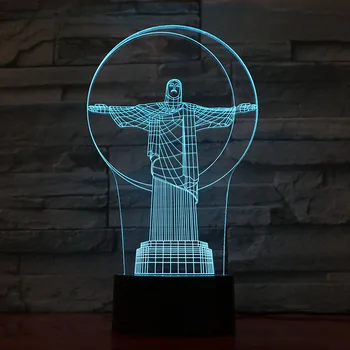 Dumnezeu Isus 3D Lumina de Noapte În 7 Culori Schimbare Creative Luminos Cadouri Noutate Alb Lampă de Masă Home Decor Dormitor Dormi Iluminat