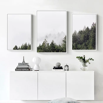 Scandinavia Stil Canvas Postere si Printuri Pădure, Ceață, Peisaj Arta de Perete Pictura Nordică Decor Imagine pentru Camera de zi 3505