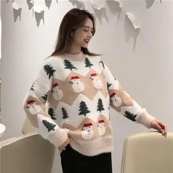Toamna / Iarna 2020 Nurca Imprimate Pulover de Crăciun Femei coreene Pulover Vrac Dulce Student Trend