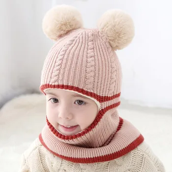 Copii de iarnă Pălăria Copilul Pălării Tricotate Eșarfă Frumoasă Băieți Fete de Cald, Plus Pălărie de Catifea Eșarfă în aer liber Windproof Pentru Copii