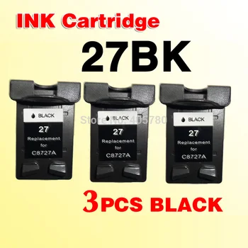 3x negru cartușe de cerneală compatibile pentru 27 C8727A compatibil for27 Deskjet 450 450CI 5550 3420 3520 3550 3650 3740
