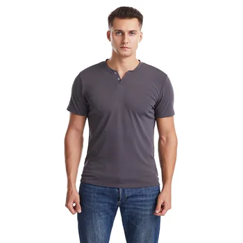 2020 Noua Moda pentru Bărbați cu Mânecă Scurtă T-Shirt Casual Sport de Înaltă Calitate pentru Bărbați Corp-Ftting V-Neck Butoane Bărbați'sFtness Tricou la