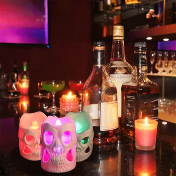 Craniul Lumanare LED Lumina Decor de Halloween Nu de Siguranță la Foc Colorate Imitat Lumânare Gradient de Petrecere Bar de Noapte Lumina Lămpii