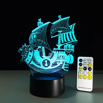 O Bucată de MII de SOARE 3D Led Lumina de Noapte În 7 Culori Schimbare Vizuală Lampa Una Bucata Barca Colorate USB LED Acrilice Iluminat Jucarii
