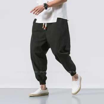 Bărbați Moda Streetwear Tradițională Chineză Kung Fu Harem Pantaloni Largi Picior Pantaloni Bufanți Stil Japonez Pantaloni Casual, Sport Fund