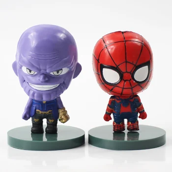 6 cm 6 buc/lot Marvel Avengers Versiune Q Thanos Hulk, Spiderman, Iron Man Doctor Ciudat Captain America PVC Figura Colectie de Jucărie