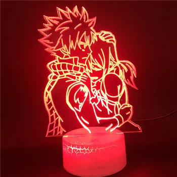 Anime 3d Lumina Fairy Tail Natsu Dragneel Erza Scarlet Îmbrățișare a CONDUS Lumina de Noapte Led-uri USB Baterie Decorativă cu LED-uri lampa de Birou Cadouri de Crăciun