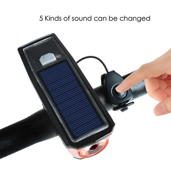 350LM Bicicleta cu LED-uri Ciclism Energie Solară USB Corn Clopot de Biciclete Faruri L9BD 37005