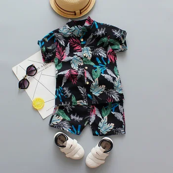 Vara Tricou Baiat De Moda De Îmbrăcăminte 1 2 3 4 Ani Copilul Set Plaja Frunze Floare De Imprimare Tricou Tinuta De Vacanță Costum De Îmbrăcăminte