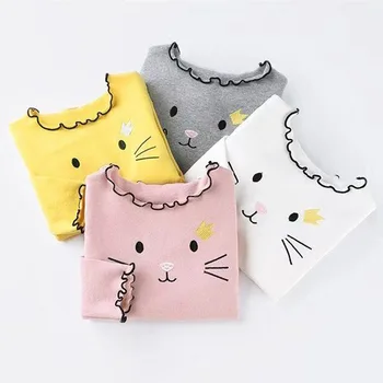 Copii T-Shirt De Primavara Toamna Maneca Lunga Fete Tricou Bumbac Topuri De Desene Animate Pisica Copil Bluza Copilul De Jos De Îmbrăcăminte Pentru Copii