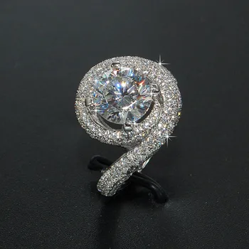 Dimensiunea 5-10 Spumant de Bijuterii de Lux Reale Argint 925 Mare Alb Topaz CZ Diamant Pietre pretioase Femeile Nunta Trupa Inel Cadou